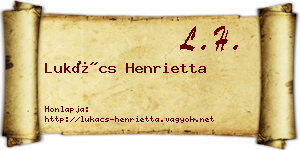 Lukács Henrietta névjegykártya